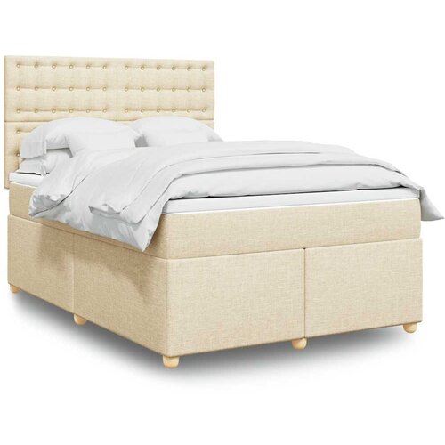  Krevet s oprugama i madracem krem 140 x 190 cm od tkanine Cijene