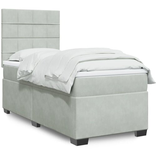  The Living Store Box spring postelja z vzmetnico svetlo siv 90x190 cm žamet - Box Spring Postelja, (21458110) Slike