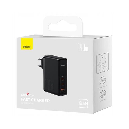 Baseus GaN5 Pro Hitri polnilec, 2C+U 140W, črn Slike