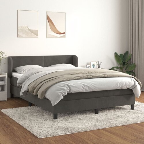 VidaXL Box spring postelja z vzmetnico temno siva 140x200 cm žamet Slike