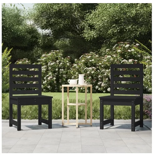  Vrtni stol 2 kosa črne barve 40,5x48x91,5 cm trdna borovina