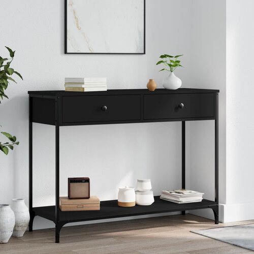 VidaXL Konzolna mizica črna 100x34,5x75 cm inženirski les Slike