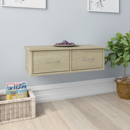VidaXL Stenska polica s predali sonoma hrast 60x26x18,5 cm iverna pl. Slike