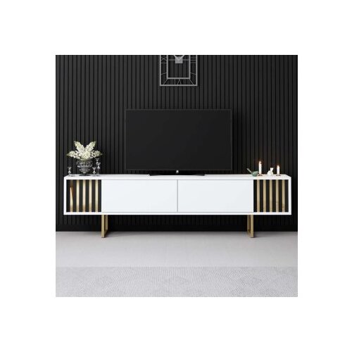 Hanah home TV komoda Gold Line, 180x48x30 cm, Bijelo-Zlatne boje Cijene
