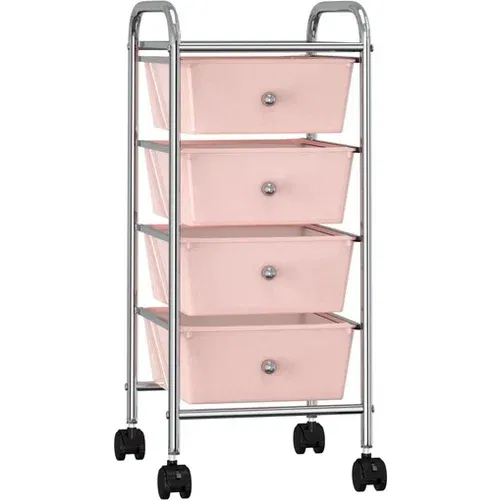  Premični voziček s 4 predali roza plastika