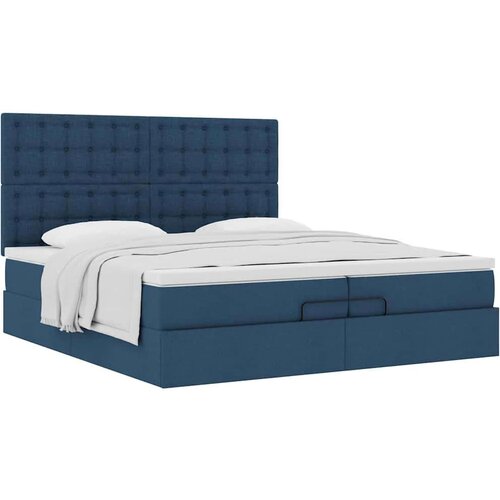  Otomanski okvir kreveta s madracima plavi 200x200cm tkanine Slike