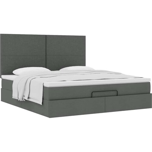 VidaXL Otomanski krevet s madracem tamnosivi 160x200cm od tkanine Slike