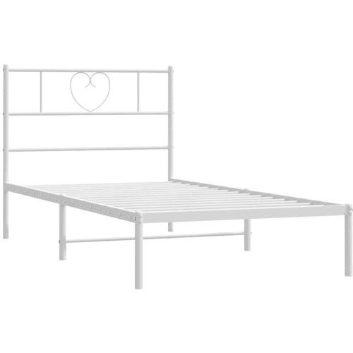  Metalni okvir za krevet s uzglavljem bijeli 100x190 cm Slike