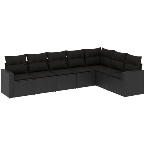 Maison Chic Seti vrtnega pohištva - Vrtna garnitura - Vrtni pohištvo set 7-delna z blazinami črn poli ratan, (21802206) Cene