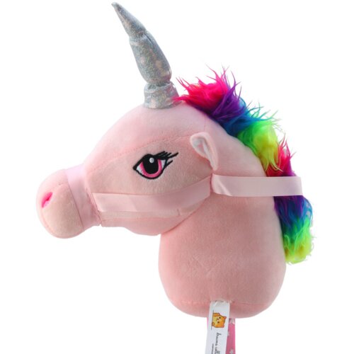 Lean Toys Pli&amp;scaron;asta glava samoroga na palici Hobby Horse Unicorn Roza zvoki Slike