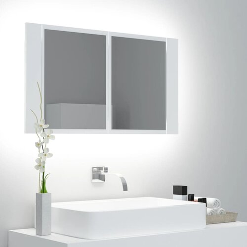 VidaXL LED kupaonski ormarić s ogledalom bijeli 80 x 12 x 45 cm Slike