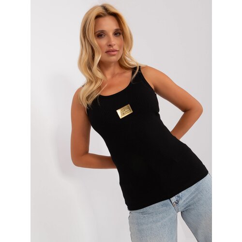 Fashion Hunters Black ribbed top with round neckline Cene