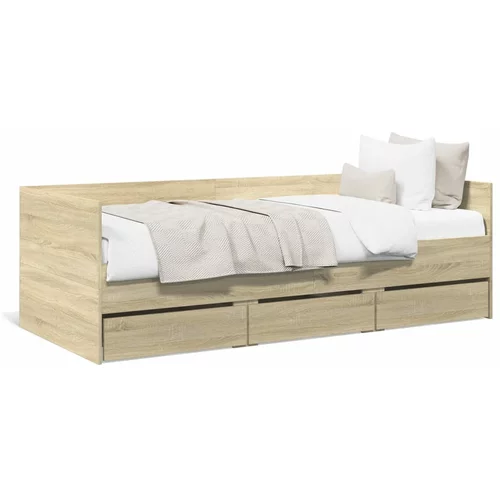 vidaXL Dnevna postelja s predali sonoma hrast 90x190 cm inženirski les