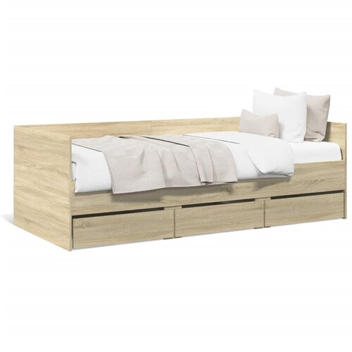 VidaXL Dnevni krevet s ladicama boja hrasta sonome 90 x 190 cm drveni Slike
