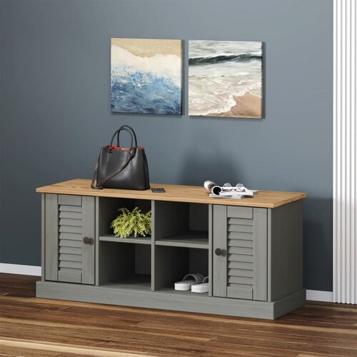 The Living Store Klop za čevlje VIGO siva 106x35x45 cm trdna borovina - Klop Za Čevlje, (21486043) Slike