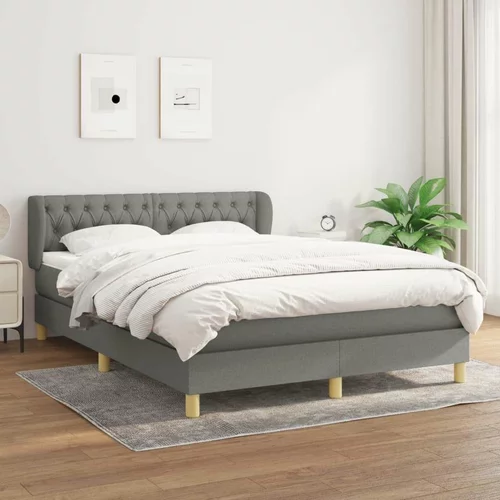  Box spring postelja z vzmetnico temno siva 140x200 cm blago, (20723763)