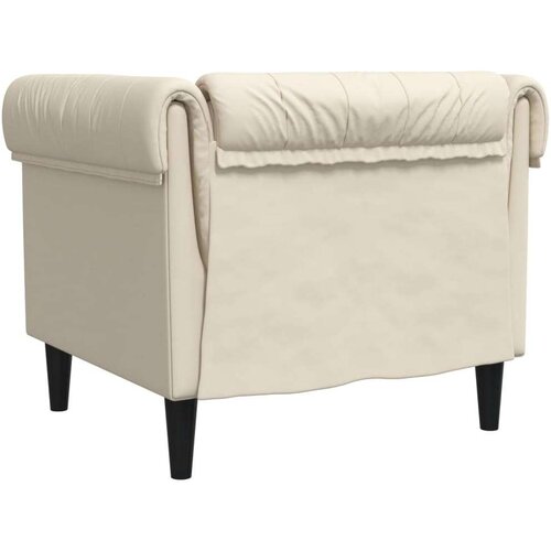  Fotelja Chesterfield krem boje od tkanine Slike