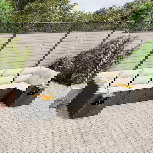 vidaXL 7-dijelni set vrtnih sofa od poliratana s jastucima crni Cijene