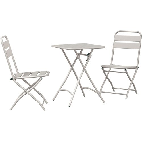 VidaXL 3-delni zložljiv bistro set Bež jeklo Slike