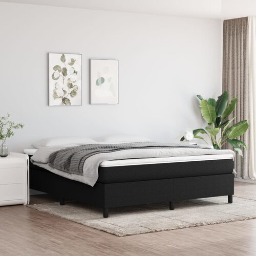  Okvir za krevet s oprugom crni 180x200 cm od tkanine Slike
