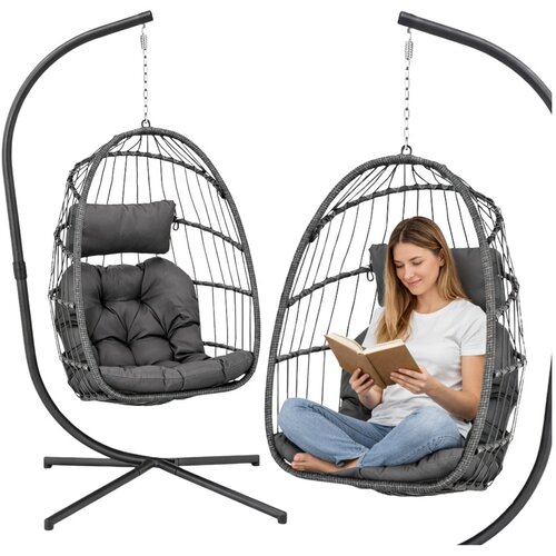  Viseća stolica jaje s jastucima Cocoon - siva Slike