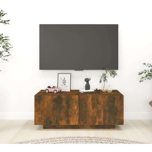 TV ormarić boja dimljenog hrasta 100x35x40 cm konstruirano drvo Slike