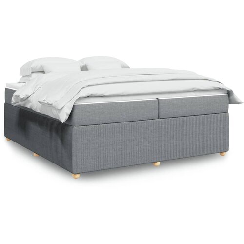 vidaXL Box spring postelja z vzmetnico svetlo siva 200x200 cm blago Cene