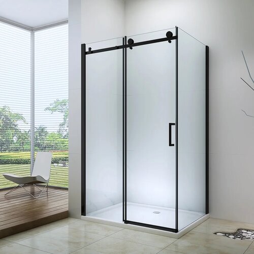 EXCEED Tuš kabina pravougaona Matt Black - 100x80x195 cm Cene