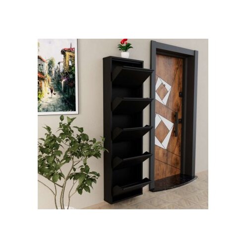 Hanah home ormar za cipele 5 piece metal black Slike