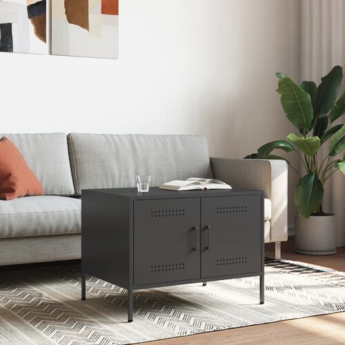  The Living Store Klubska mizica črna 68x50x50,5 cm valjano jeklo - Klubska Mizica, (21496134) Slike