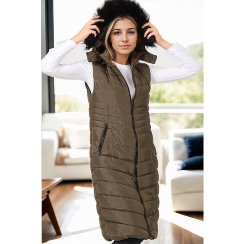 Dewberry Z6752 WOMEN&amp;#039;S VEST-KHAKI-1 Slike