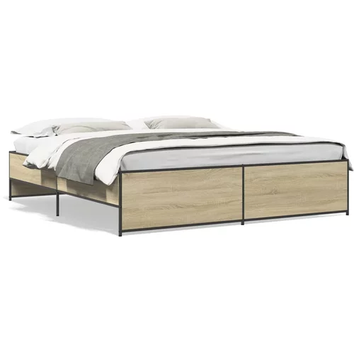  Okvir za krevet boja hrasta 200x200cm konstruirano drvo i metal