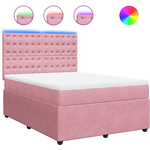 vidaXL Box spring postelja z vzmetnico roza 140x200 cm žamet, (21304821) Cene