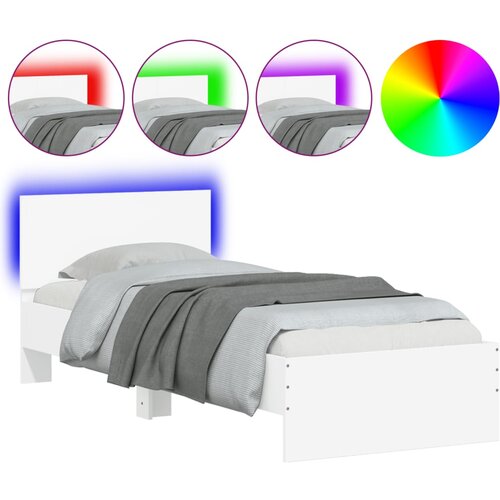 Okvir za krevet s uzglavljem i LED svjetlima bijeli 90x190 cm Slike