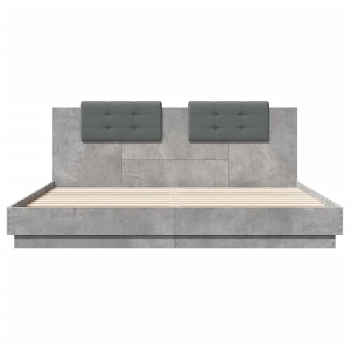  Okvir kreveta s uzglavljem LED siva boja betona 180 x 200 cm Slike