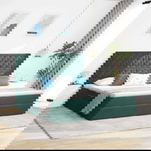  Krevet S LED lampica s pohranom Tamnozelena 180 x 200 cm Bar&amp;scaron;un Slike