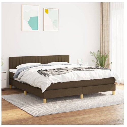 Box spring postelja z vzmetnico temno rjava 180x200 cm blago Cene