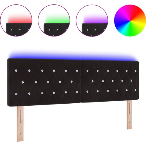  LED uzglavlje s kristalnim gumbićima Crno 72 cm Velur Slike