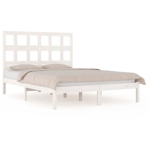 VidaXL Posteljni okvir bel iz trdne borovine 140x190 cm, (20646606) Slike