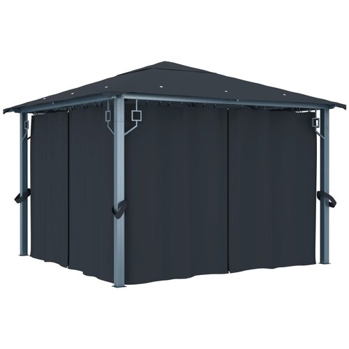 vidaXL Paviljon z zaveso 300x300 cm antraciten aluminij Cene