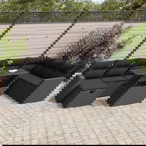 vidaXL 9-dijelni set vrtnih sofa s jastucima crni od poliratana Cijene