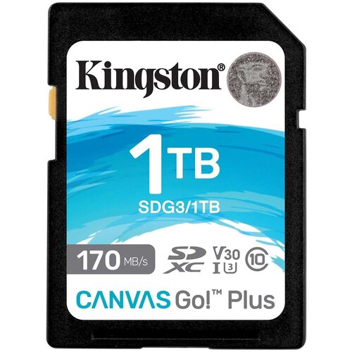 Kingston SD Card 1TB, Canvas Go! Plus, SDXC Class10 UHS-1 U3 V30, Read up to 200MB/s, Write up to 160MB/s, for 4K and FullHD video recording SDG4/1TB Cene