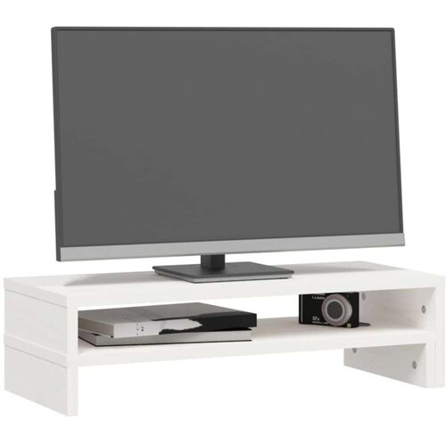 VidaXL stalak za monitor bijeli (52-101) x 22 x 14 cm masivna borovina Slike