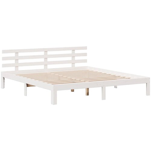  Krevet s regalom z knjige bez madraca bijeli 180x200cm borovina Slike