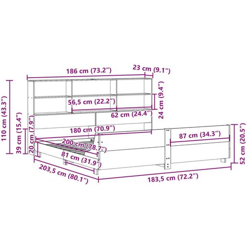 VidaXL Okvir kreveta bez madraca 180 x 200 cm od masivne borovine Slike