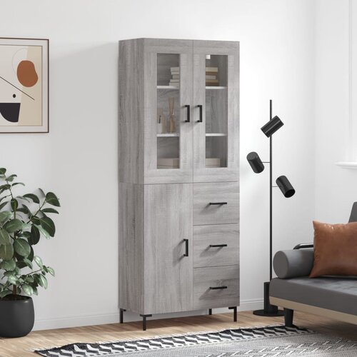 vidaXL Visoka komoda siva sonoma 69,5x34x180 cm inženirski les Cene