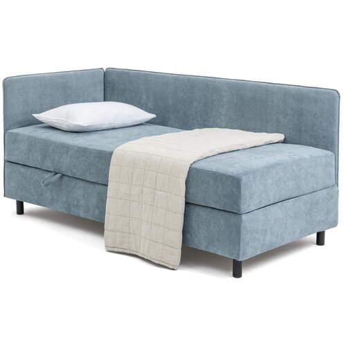 Bonami Selection Modra oblazinjena postelja s prostorom za shranjevanje z vzmetnico 90x200 cm Avela – Cene