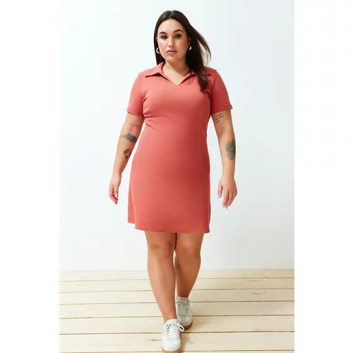 Trendyol Curve Tile Polo Neck Knitted Dress