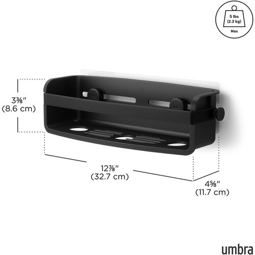 Umbra crna plastična kupaonska polica s postavljanjem bez bu&amp;scaron;enja flex adhesive Slike