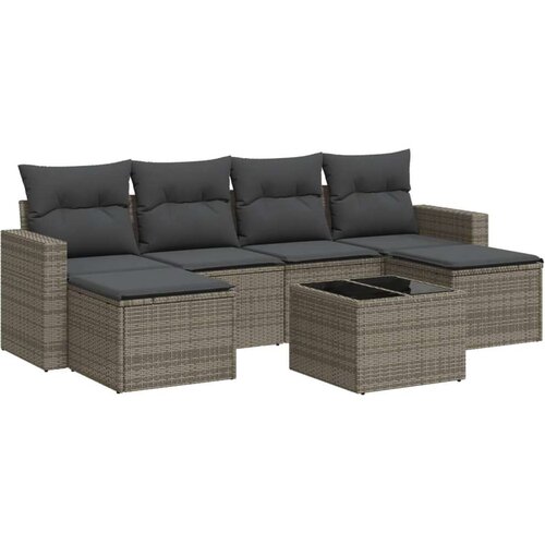 VidaXL 7-dijelni set vrtnih sofa sivi od poliratana Slike